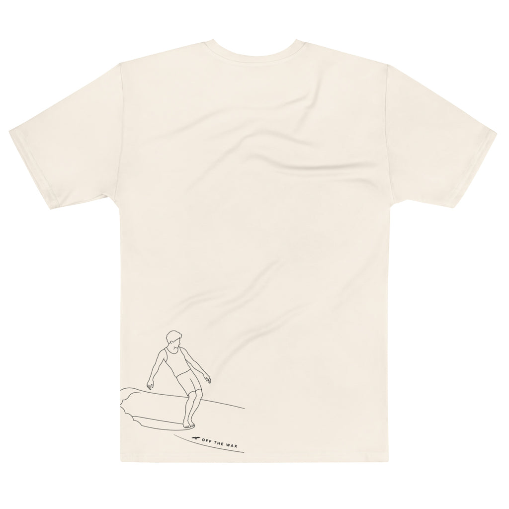 Backside Hang 10 Soul Arch all-over print crew neck tee in white, back view