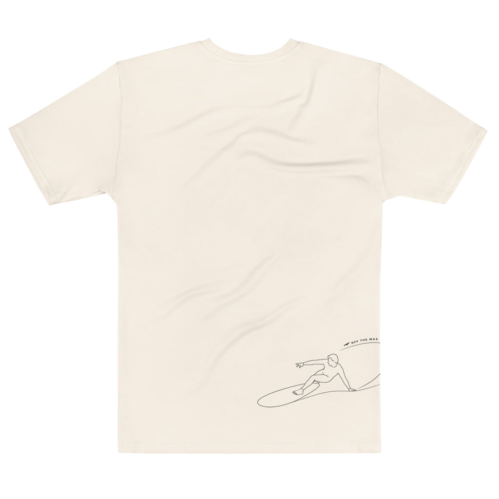 Drop Knee Cutback all-over print crew neck tee in white, back view