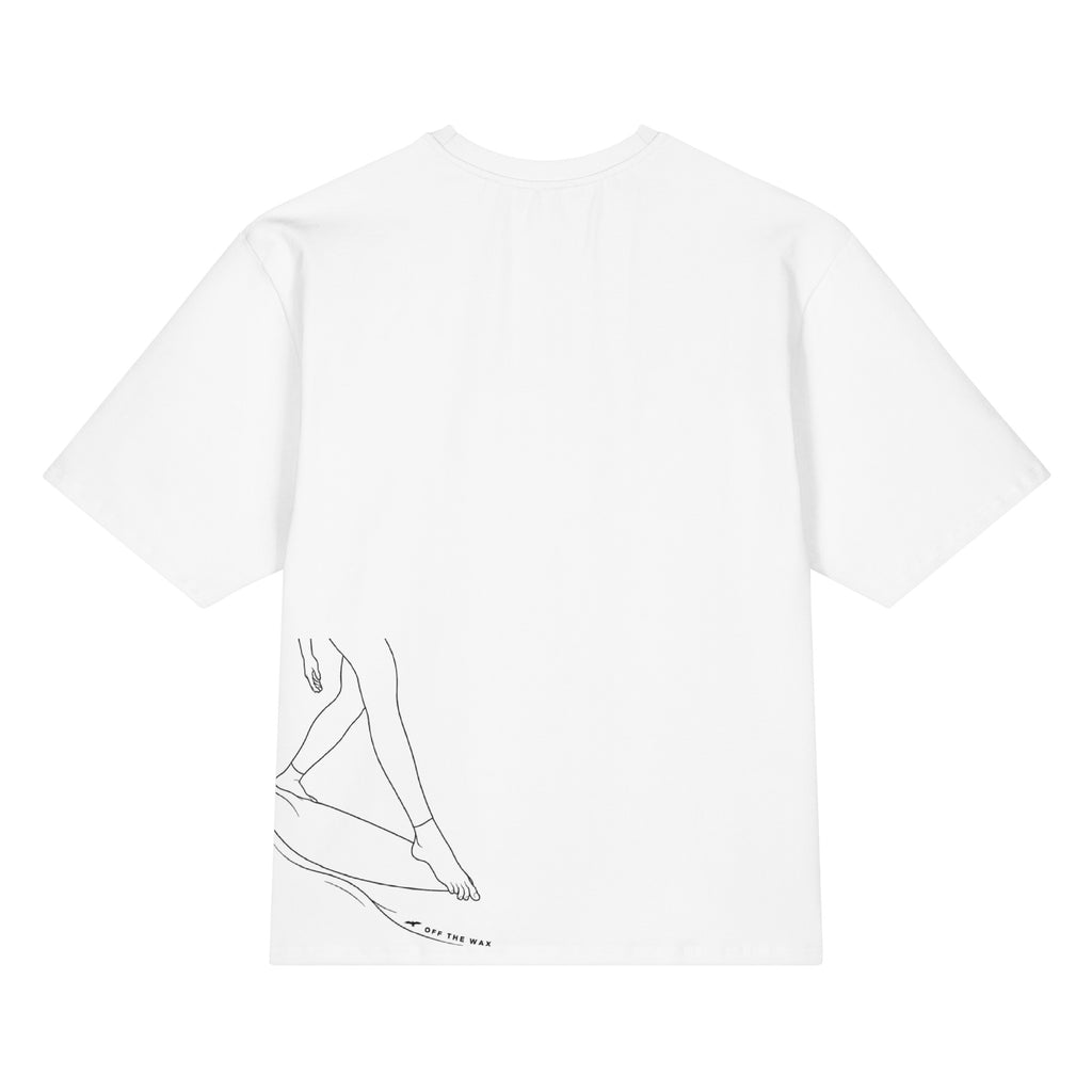 Woman Hang Five Noseride all-over print oversized tee in white, back view