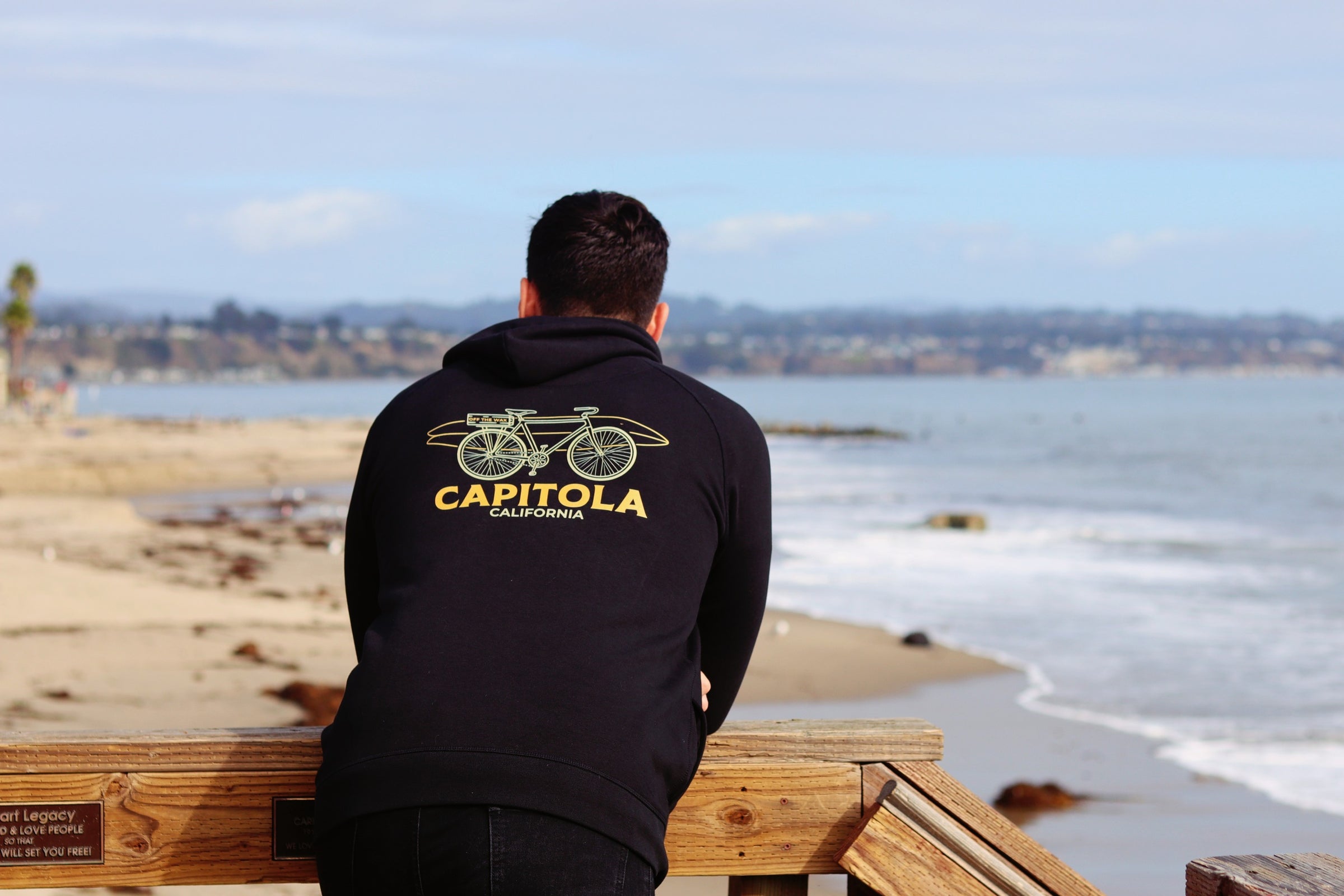 Capitola wharf railing, Capitola Bike hoodie