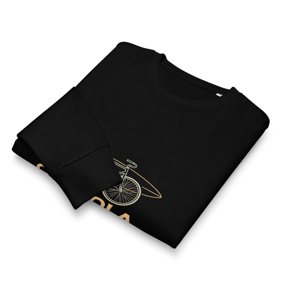 Capitola Bike Crewneck in Black, folded