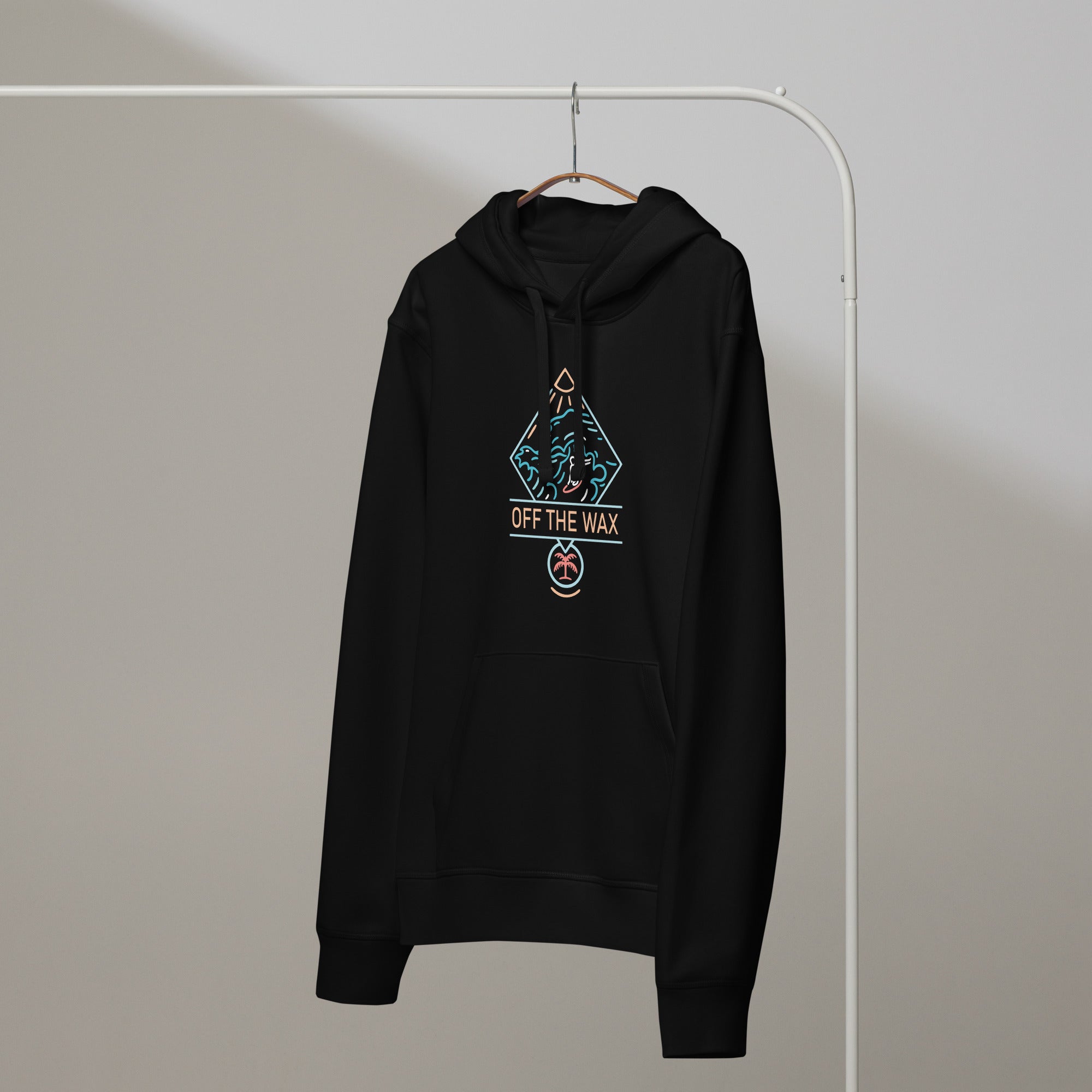 Diamond Surfer Mid-Weight Hoodie in Black on a hanger