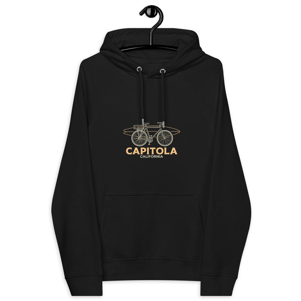 Capitola Raglan Hoodie in Black on a hanger